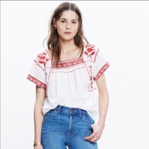 Madewell Wildfield Embroidered Peasant Top